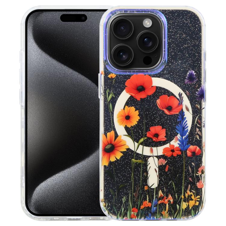 غطاء هاتف مغناطيسي من سلسلة الغابة الزرقاء IMD، لهواتف iPhone 16 و iPhone 15 Pro Max و iPhone 15 Pro و iPhone 15 Plus / 14 Plus و iPhone 15 و iPhone 14 / 13 و iPhone 14 Pro و iPhone 14 Pro Max
