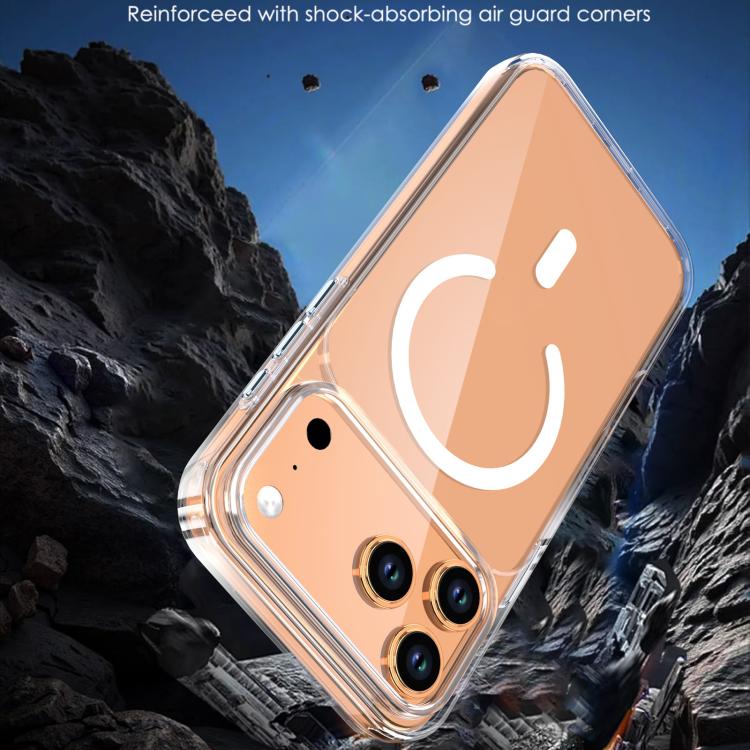 غطاء هاتف شفاف كريستالي مغناطيسي، لهواتف iPhone 17 Pro Max و iPhone 17 Pro