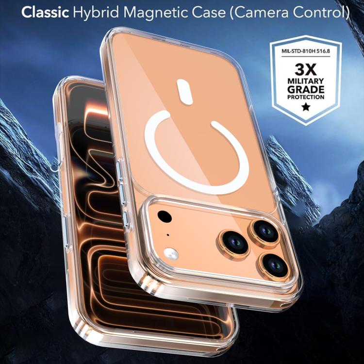 غطاء هاتف شفاف كريستالي مغناطيسي، لهواتف iPhone 17 Pro Max و iPhone 17 Pro
