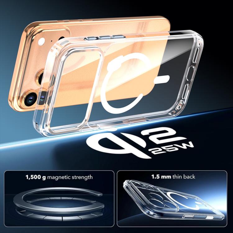 غطاء هاتف شفاف كريستالي مغناطيسي، لهواتف iPhone 17 Pro Max و iPhone 17 Pro
