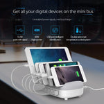 محطة شحن ذكية ORICO DUK-5P بقدرة 40W مع 5 منافذ USB وحامل، قابس أمريكي، قابس بريطاني، قابس أسترالي