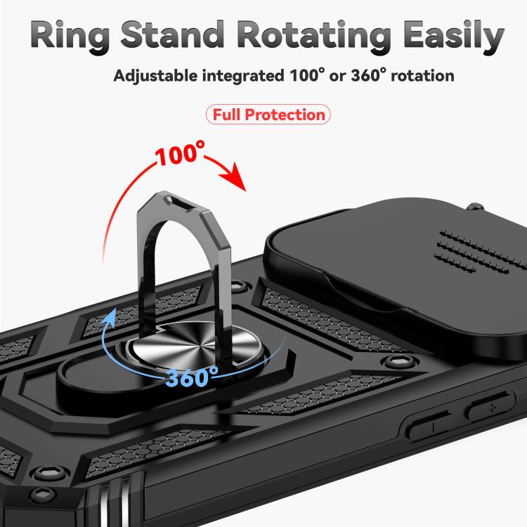 غطاء هاتف مغناطيسي مع حامل حلقة منزلق XDcase Camshield، لهواتف iPhone 17 Pro Max، iPhone 17 Pro، iPhone 17، iPhone Air