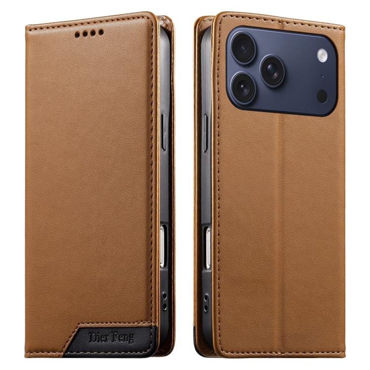 غطاء هاتف من الجلد النباتي مع تجميع قوي مغناطيسي و RFID من Dierfeng، لهواتف iPhone 17e / 16e، iPhone 17 Pro Max، iPhone 17 Pro، iPhone 17، iPhone Air، iPhone 16 Pro Max، iPhone 16 Pro، iPhone 16 Plus