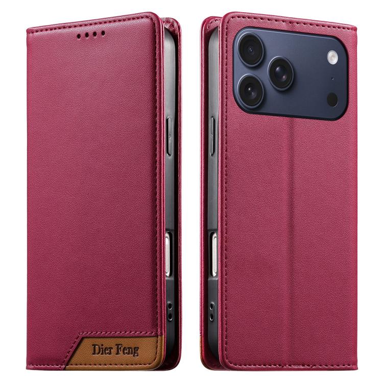 غطاء هاتف من الجلد النباتي مع تجميع قوي مغناطيسي و RFID من Dierfeng، لهواتف iPhone 17e / 16e، iPhone 17 Pro Max، iPhone 17 Pro، iPhone 17، iPhone Air، iPhone 16 Pro Max، iPhone 16 Pro، iPhone 16 Plus