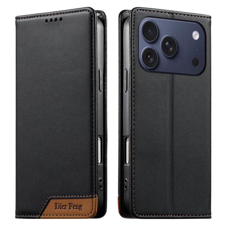 غطاء هاتف من الجلد النباتي مع تجميع قوي مغناطيسي و RFID من Dierfeng، لهواتف iPhone 17e / 16e، iPhone 17 Pro Max، iPhone 17 Pro، iPhone 17، iPhone Air، iPhone 16 Pro Max، iPhone 16 Pro، iPhone 16 Plus