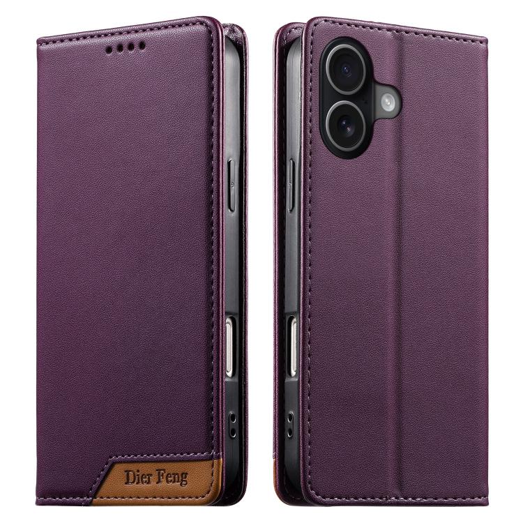 غطاء هاتف من الجلد النباتي مع تجميع قوي مغناطيسي و RFID من Dierfeng، لهواتف iPhone 17e / 16e، iPhone 17 Pro Max، iPhone 17 Pro، iPhone 17، iPhone Air، iPhone 16 Pro Max، iPhone 16 Pro، iPhone 16 Plus