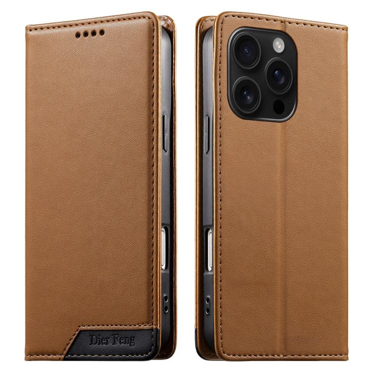 غطاء هاتف من الجلد النباتي مع تجميع قوي مغناطيسي و RFID من Dierfeng، لهواتف iPhone 17e / 16e، iPhone 17 Pro Max، iPhone 17 Pro، iPhone 17، iPhone Air، iPhone 16 Pro Max، iPhone 16 Pro، iPhone 16 Plus