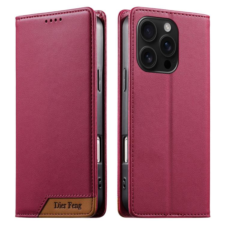 غطاء هاتف من الجلد النباتي مع تجميع قوي مغناطيسي و RFID من Dierfeng، لهواتف iPhone 17e / 16e، iPhone 17 Pro Max، iPhone 17 Pro، iPhone 17، iPhone Air، iPhone 16 Pro Max، iPhone 16 Pro، iPhone 16 Plus
