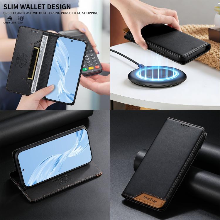 غطاء هاتف من الجلد النباتي مع تجميع قوي مغناطيسي و RFID من Dierfeng، لهواتف iPhone 16، iPhone 15 Pro Max، iPhone 15 Pro، iPhone 15 Plus، iPhone 15، iPhone 14 Plus، iPhone 14 / 13، iPhone 14 Pro
