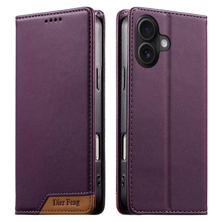 غطاء هاتف من الجلد النباتي مع تجميع قوي مغناطيسي و RFID من Dierfeng، لهواتف iPhone 16، iPhone 15 Pro Max، iPhone 15 Pro، iPhone 15 Plus، iPhone 15، iPhone 14 Plus، iPhone 14 / 13، iPhone 14 Pro