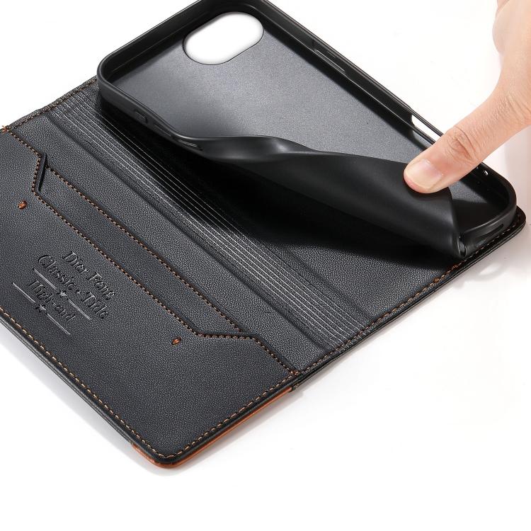 غطاء هاتف من الجلد النباتي مع تجميع قوي مغناطيسي و RFID من Dierfeng، لهواتف iPhone 17e / 16e، iPhone 17 Pro Max، iPhone 17 Pro، iPhone 17، iPhone Air، iPhone 16 Pro Max، iPhone 16 Pro، iPhone 16 Plus
