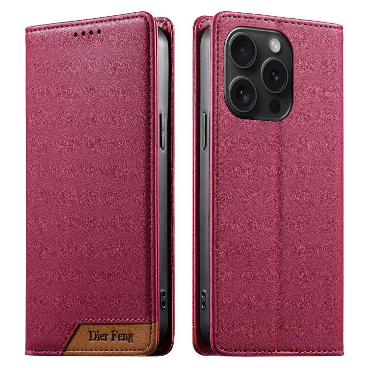 غطاء هاتف من الجلد النباتي مع تجميع قوي مغناطيسي و RFID من Dierfeng، لهواتف iPhone 16، iPhone 15 Pro Max، iPhone 15 Pro، iPhone 15 Plus، iPhone 15، iPhone 14 Plus، iPhone 14 / 13، iPhone 14 Pro