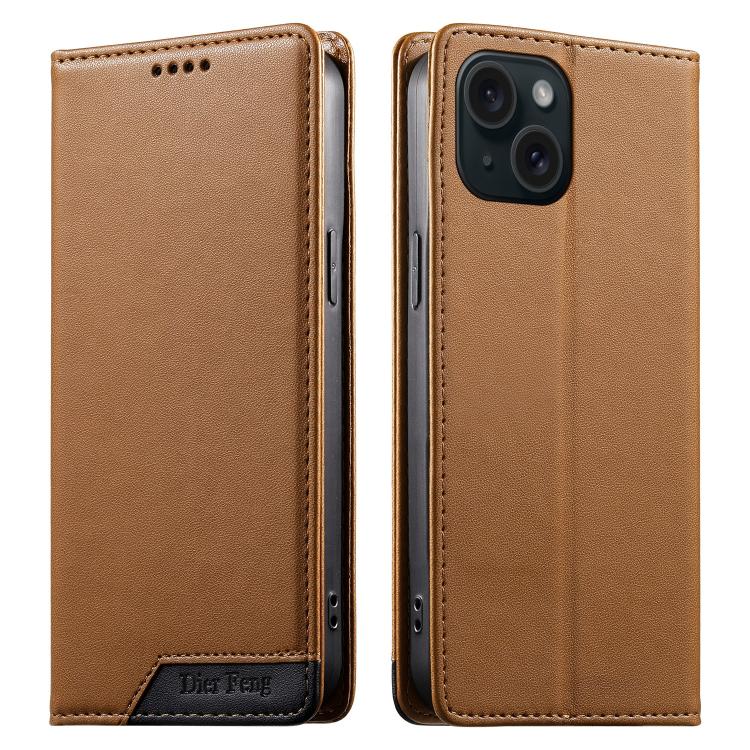 غطاء هاتف من الجلد النباتي مع تجميع قوي مغناطيسي و RFID من Dierfeng، لهواتف iPhone 16، iPhone 15 Pro Max، iPhone 15 Pro، iPhone 15 Plus، iPhone 15، iPhone 14 Plus، iPhone 14 / 13، iPhone 14 Pro