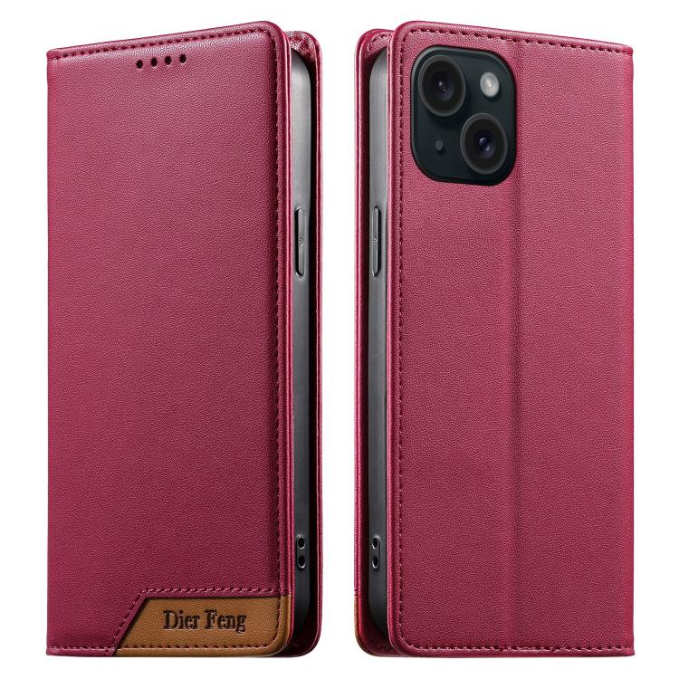 غطاء هاتف من الجلد النباتي مع تجميع قوي مغناطيسي و RFID من Dierfeng، لهواتف iPhone 16، iPhone 15 Pro Max، iPhone 15 Pro، iPhone 15 Plus، iPhone 15، iPhone 14 Plus، iPhone 14 / 13، iPhone 14 Pro