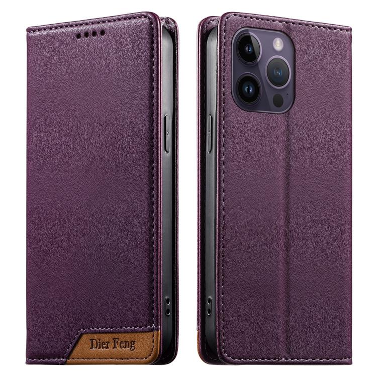 حافظة هاتف من الجلد النباتي مع تجميع قوي مغناطيسي RFID من Dierfeng، لهواتف iPhone 14 Pro Max، iPhone SE 2022 / SE 2020 / 8 / 7، iPhone 13 Pro Max، iPhone 13 Pro، iPhone 13 mini، iPhone 12 / 12 Pro، iPhone 12 Pro Max، iPhone 12 mini