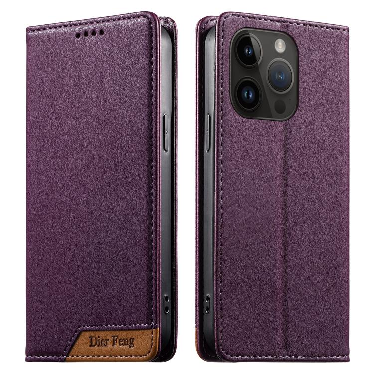 غطاء هاتف من الجلد النباتي مع تجميع قوي مغناطيسي و RFID من Dierfeng، لهواتف iPhone 16، iPhone 15 Pro Max، iPhone 15 Pro، iPhone 15 Plus، iPhone 15، iPhone 14 Plus، iPhone 14 / 13، iPhone 14 Pro