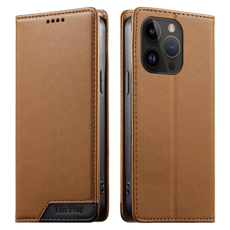 غطاء هاتف من الجلد النباتي مع تجميع قوي مغناطيسي و RFID من Dierfeng، لهواتف iPhone 16، iPhone 15 Pro Max، iPhone 15 Pro، iPhone 15 Plus، iPhone 15، iPhone 14 Plus، iPhone 14 / 13، iPhone 14 Pro