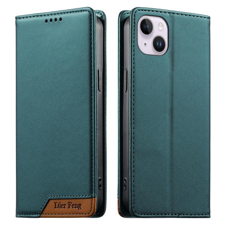 غطاء هاتف من الجلد النباتي مع تجميع قوي مغناطيسي و RFID من Dierfeng، لهواتف iPhone 16، iPhone 15 Pro Max، iPhone 15 Pro، iPhone 15 Plus، iPhone 15، iPhone 14 Plus، iPhone 14 / 13، iPhone 14 Pro