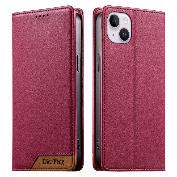 غطاء هاتف من الجلد النباتي مع تجميع قوي مغناطيسي و RFID من Dierfeng، لهواتف iPhone 16، iPhone 15 Pro Max، iPhone 15 Pro، iPhone 15 Plus، iPhone 15، iPhone 14 Plus، iPhone 14 / 13، iPhone 14 Pro