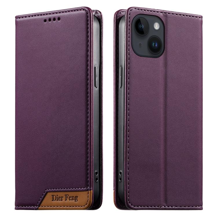 غطاء هاتف من الجلد النباتي مع تجميع قوي مغناطيسي و RFID من Dierfeng، لهواتف iPhone 16، iPhone 15 Pro Max، iPhone 15 Pro، iPhone 15 Plus، iPhone 15، iPhone 14 Plus، iPhone 14 / 13، iPhone 14 Pro
