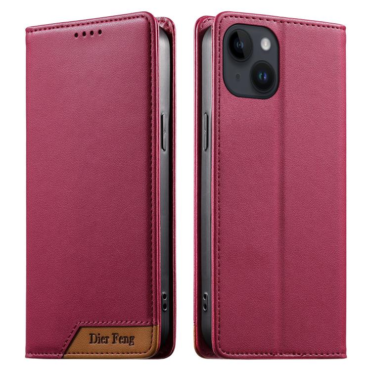 غطاء هاتف من الجلد النباتي مع تجميع قوي مغناطيسي و RFID من Dierfeng، لهواتف iPhone 16، iPhone 15 Pro Max، iPhone 15 Pro، iPhone 15 Plus، iPhone 15، iPhone 14 Plus، iPhone 14 / 13، iPhone 14 Pro