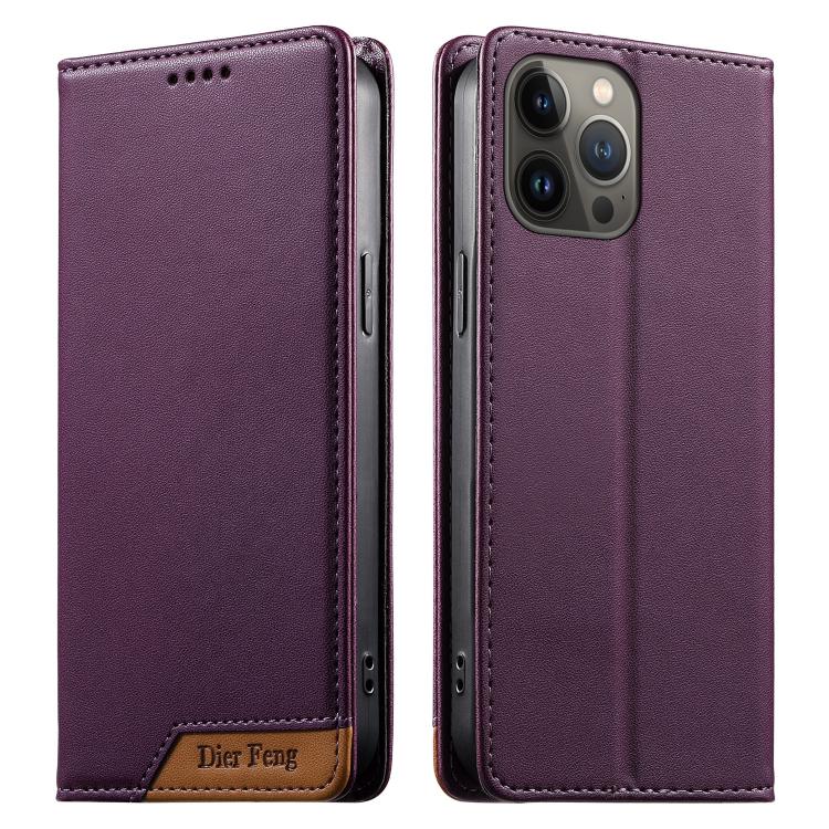 حافظة هاتف من الجلد النباتي مع تجميع قوي مغناطيسي RFID من Dierfeng، لهواتف iPhone 14 Pro Max، iPhone SE 2022 / SE 2020 / 8 / 7، iPhone 13 Pro Max، iPhone 13 Pro، iPhone 13 mini، iPhone 12 / 12 Pro، iPhone 12 Pro Max، iPhone 12 mini