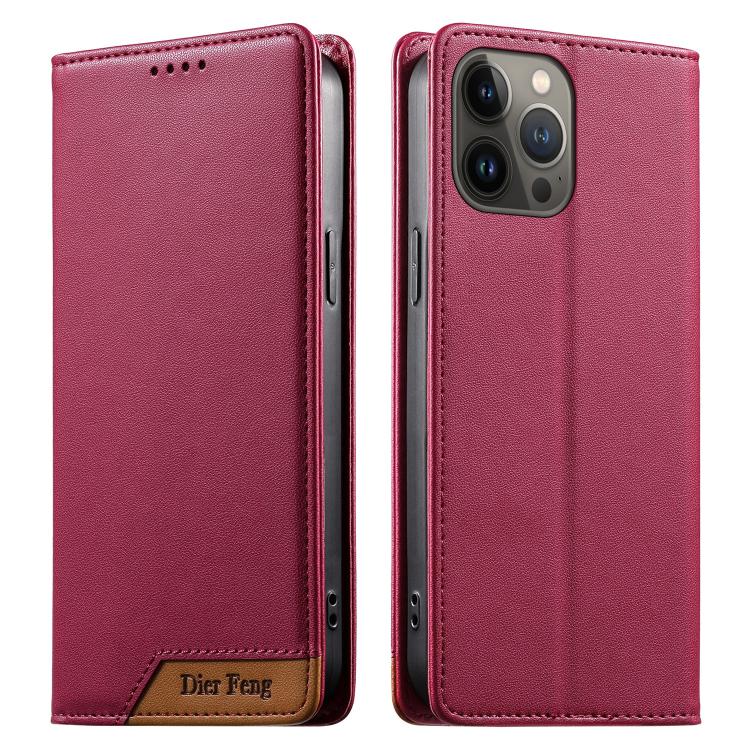 حافظة هاتف من الجلد النباتي مع تجميع قوي مغناطيسي RFID من Dierfeng، لهواتف iPhone 14 Pro Max، iPhone SE 2022 / SE 2020 / 8 / 7، iPhone 13 Pro Max، iPhone 13 Pro، iPhone 13 mini، iPhone 12 / 12 Pro، iPhone 12 Pro Max، iPhone 12 mini