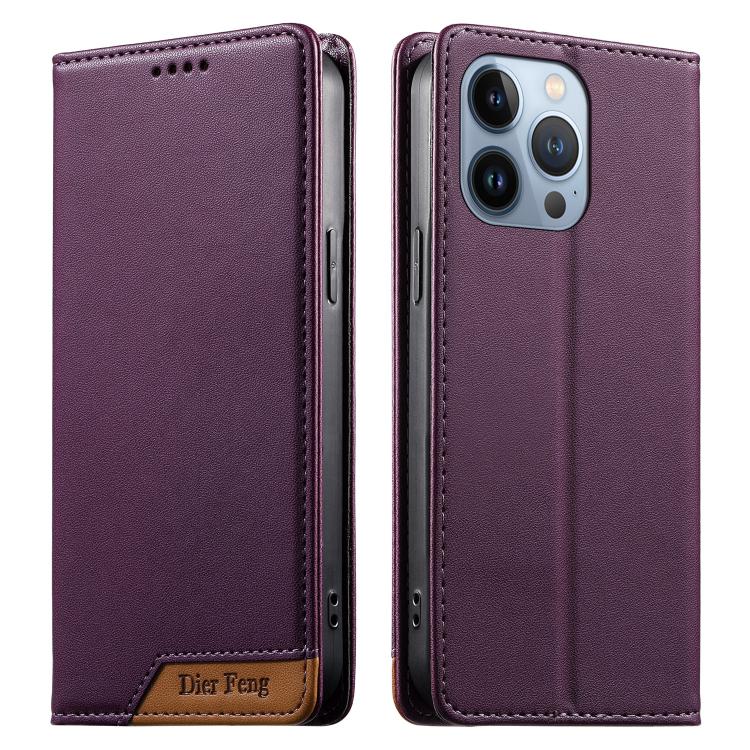 حافظة هاتف من الجلد النباتي مع تجميع قوي مغناطيسي RFID من Dierfeng، لهواتف iPhone 14 Pro Max، iPhone SE 2022 / SE 2020 / 8 / 7، iPhone 13 Pro Max، iPhone 13 Pro، iPhone 13 mini، iPhone 12 / 12 Pro، iPhone 12 Pro Max، iPhone 12 mini