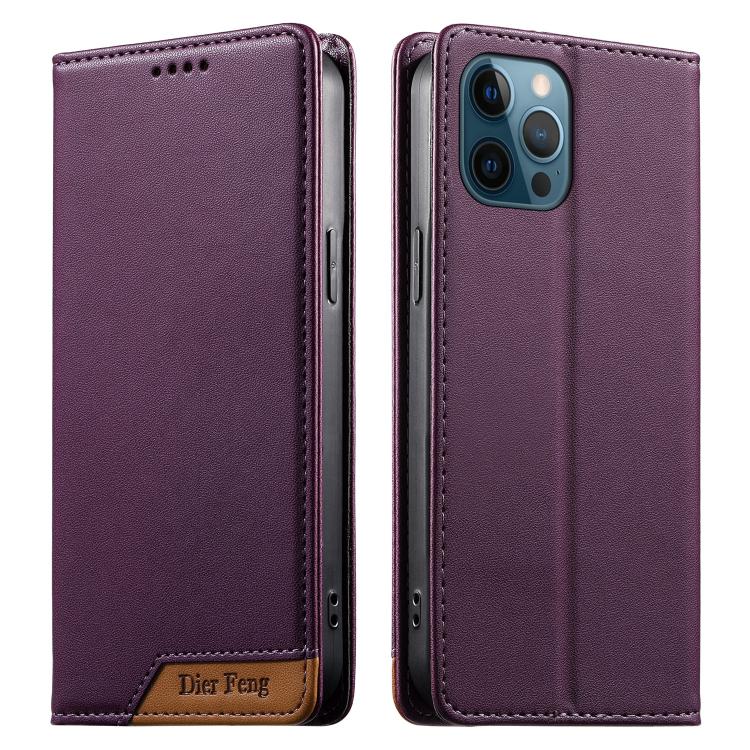 حافظة هاتف من الجلد النباتي مع تجميع قوي مغناطيسي RFID من Dierfeng، لهواتف iPhone 14 Pro Max، iPhone SE 2022 / SE 2020 / 8 / 7، iPhone 13 Pro Max، iPhone 13 Pro، iPhone 13 mini، iPhone 12 / 12 Pro، iPhone 12 Pro Max، iPhone 12 mini
