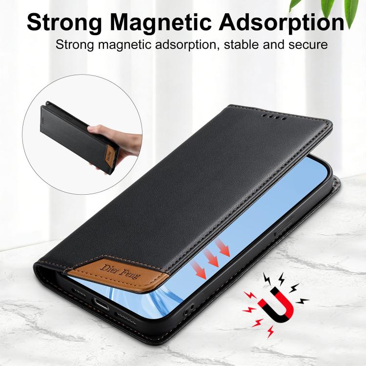 حافظة هاتف من الجلد النباتي مع تجميع قوي مغناطيسي RFID من Dierfeng، لهواتف iPhone 11 Pro Max، iPhone 11، iPhone 11 Pro، iPhone X / XS، iPhone XR، iPhone XS Max، iPhone 8 Plus / 7 Plus