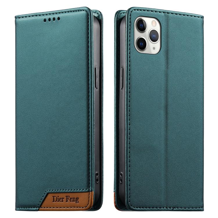 حافظة هاتف من الجلد النباتي مع تجميع قوي مغناطيسي RFID من Dierfeng، لهواتف iPhone 11 Pro Max، iPhone 11، iPhone 11 Pro، iPhone X / XS، iPhone XR، iPhone XS Max، iPhone 8 Plus / 7 Plus