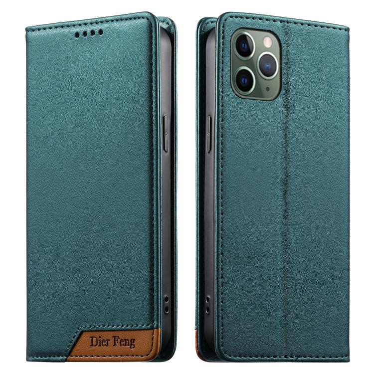 حافظة هاتف من الجلد النباتي مع تجميع قوي مغناطيسي RFID من Dierfeng، لهواتف iPhone 11 Pro Max، iPhone 11، iPhone 11 Pro، iPhone X / XS، iPhone XR، iPhone XS Max، iPhone 8 Plus / 7 Plus