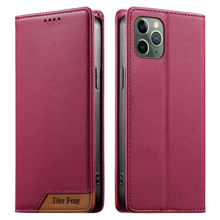 حافظة هاتف من الجلد النباتي مع تجميع قوي مغناطيسي RFID من Dierfeng، لهواتف iPhone 11 Pro Max، iPhone 11، iPhone 11 Pro، iPhone X / XS، iPhone XR، iPhone XS Max، iPhone 8 Plus / 7 Plus