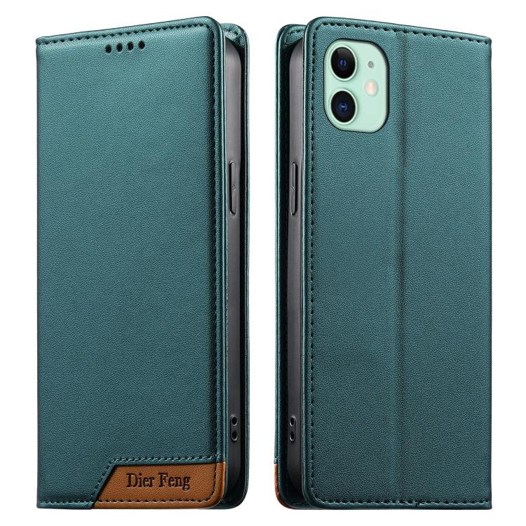 حافظة هاتف من الجلد النباتي مع تجميع قوي مغناطيسي RFID من Dierfeng، لهواتف iPhone 11 Pro Max، iPhone 11، iPhone 11 Pro، iPhone X / XS، iPhone XR، iPhone XS Max، iPhone 8 Plus / 7 Plus