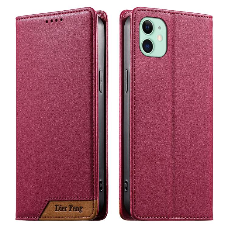 حافظة هاتف من الجلد النباتي مع تجميع قوي مغناطيسي RFID من Dierfeng، لهواتف iPhone 11 Pro Max، iPhone 11، iPhone 11 Pro، iPhone X / XS، iPhone XR، iPhone XS Max، iPhone 8 Plus / 7 Plus