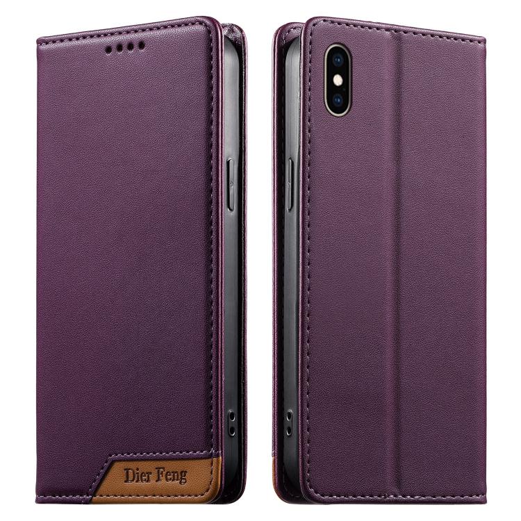 حافظة هاتف من الجلد النباتي مع تجميع قوي مغناطيسي RFID من Dierfeng، لهواتف iPhone 11 Pro Max، iPhone 11، iPhone 11 Pro، iPhone X / XS، iPhone XR، iPhone XS Max، iPhone 8 Plus / 7 Plus