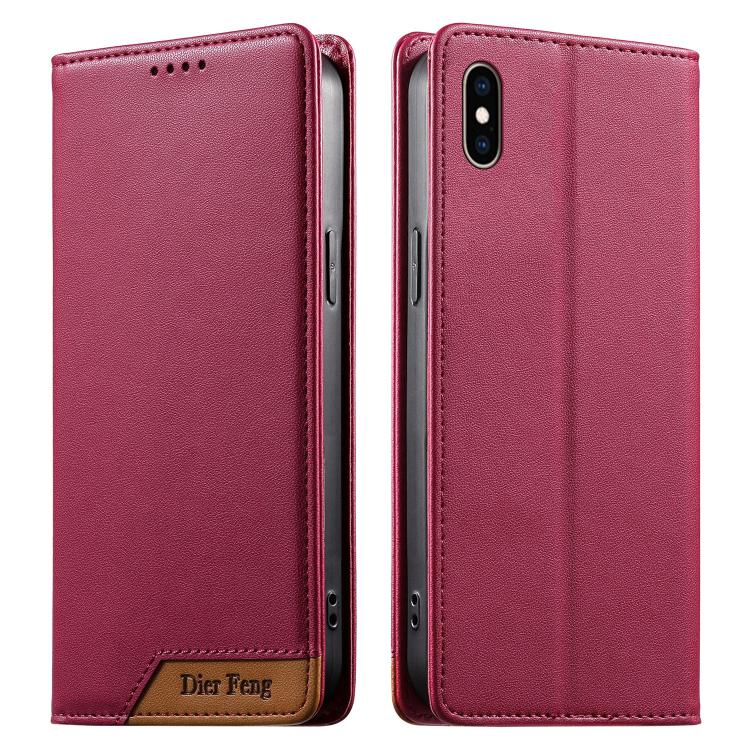 حافظة هاتف من الجلد النباتي مع تجميع قوي مغناطيسي RFID من Dierfeng، لهواتف iPhone 11 Pro Max، iPhone 11، iPhone 11 Pro، iPhone X / XS، iPhone XR، iPhone XS Max، iPhone 8 Plus / 7 Plus