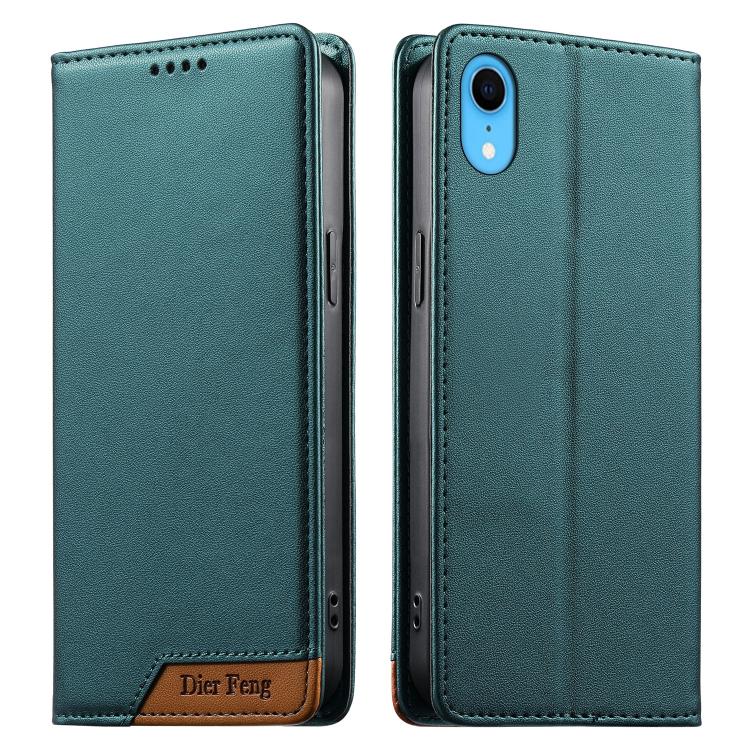 حافظة هاتف من الجلد النباتي مع تجميع قوي مغناطيسي RFID من Dierfeng، لهواتف iPhone 11 Pro Max، iPhone 11، iPhone 11 Pro، iPhone X / XS، iPhone XR، iPhone XS Max، iPhone 8 Plus / 7 Plus