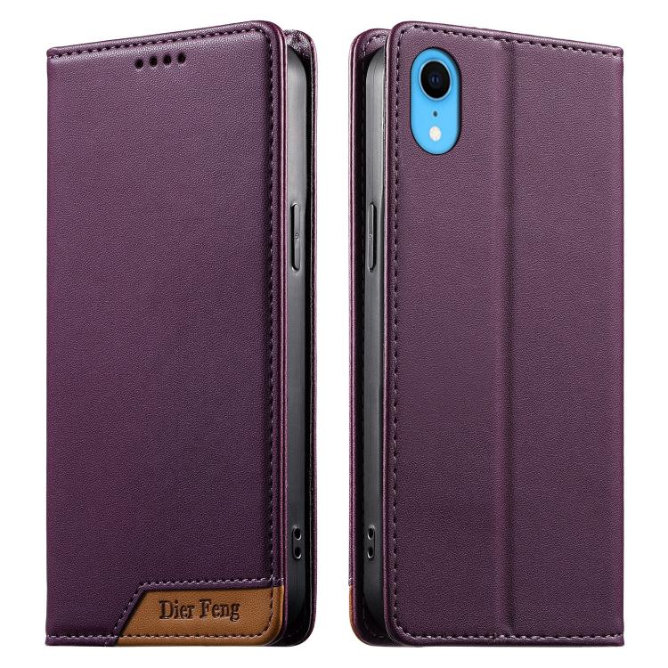 حافظة هاتف من الجلد النباتي مع تجميع قوي مغناطيسي RFID من Dierfeng، لهواتف iPhone 11 Pro Max، iPhone 11، iPhone 11 Pro، iPhone X / XS، iPhone XR، iPhone XS Max، iPhone 8 Plus / 7 Plus