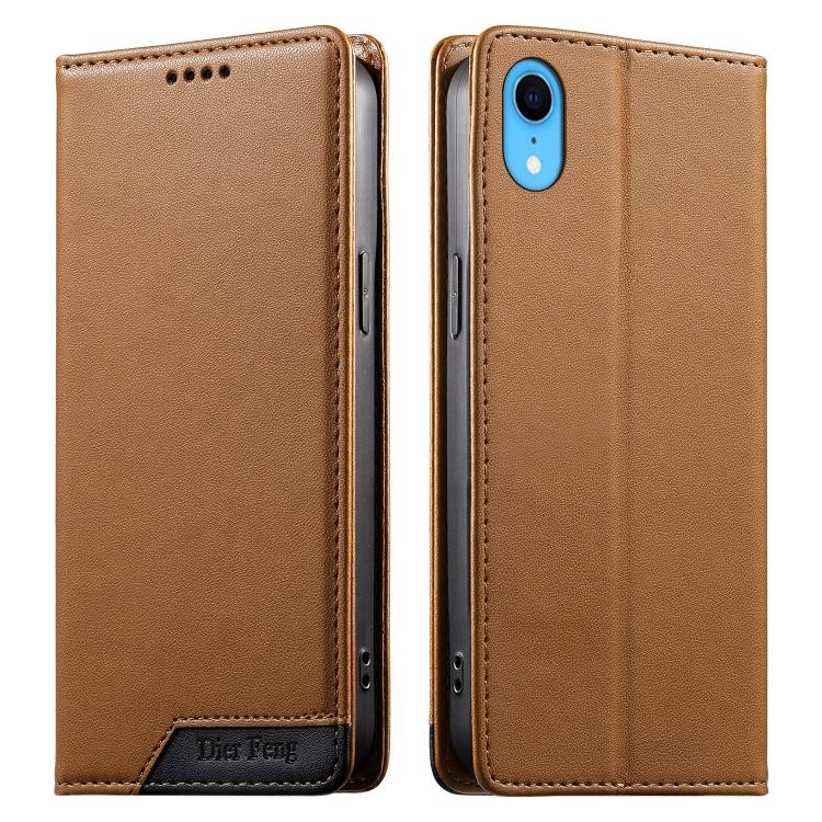 حافظة هاتف من الجلد النباتي مع تجميع قوي مغناطيسي RFID من Dierfeng، لهواتف iPhone 11 Pro Max، iPhone 11، iPhone 11 Pro، iPhone X / XS، iPhone XR، iPhone XS Max، iPhone 8 Plus / 7 Plus