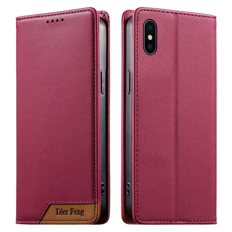 حافظة هاتف من الجلد النباتي مع تجميع قوي مغناطيسي RFID من Dierfeng، لهواتف iPhone 11 Pro Max، iPhone 11، iPhone 11 Pro، iPhone X / XS، iPhone XR، iPhone XS Max، iPhone 8 Plus / 7 Plus