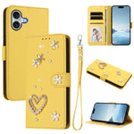 غطاء هاتف من الجلد النباتي مزدوج الطبقة مزين بقلوب وزهور مع حزام معصم ZS01، لهواتف iPhone 16 Pro، iPhone 16 Plus، iPhone 16، iPhone 15 Pro Max، iPhone 15 Pro، iPhone 15 Plus