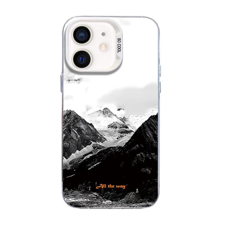 غطاء هاتف هجين من PC و TPU بلون فضي بنمط جبال، لهواتف iPhone 12 mini، iPhone 11 Pro Max، iPhone 11، iPhone 11 Pro، iPhone XS / X، iPhone XR، iPhone XS Max، iPhone 8 Plus / 7 Plus