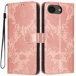 غطاء هاتف من الجلد النباتي بنقشة عباد الشمس مع حبل أسود صغير، لجهاز iPhone 16e / 17e، لجهاز iPhone 17 Pro Max، لجهاز iPhone 17 Pro، لجهاز iPhone 17، لجهاز iPhone Air، لجهاز iPhone 16 Pro Max، لجهاز iPhone 16 Pro، لجهاز iPhone 16 Plus