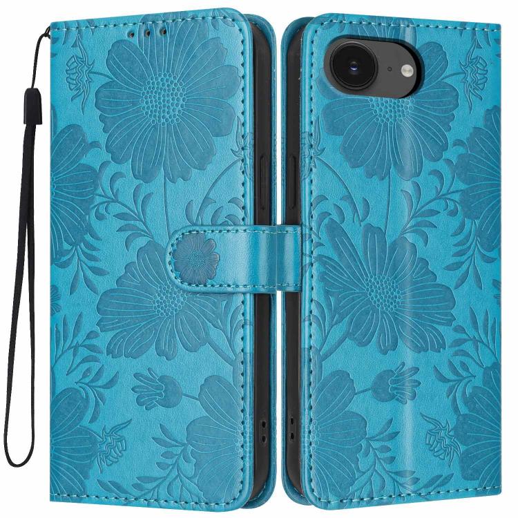 غطاء هاتف من الجلد النباتي بنقشة عباد الشمس مع حبل أسود صغير، لجهاز iPhone 16e / 17e، لجهاز iPhone 17 Pro Max، لجهاز iPhone 17 Pro، لجهاز iPhone 17، لجهاز iPhone Air، لجهاز iPhone 16 Pro Max، لجهاز iPhone 16 Pro، لجهاز iPhone 16 Plus