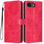 غطاء هاتف من الجلد النباتي بنقشة عباد الشمس مع حبل أسود صغير، لجهاز iPhone 16e / 17e، لجهاز iPhone 17 Pro Max، لجهاز iPhone 17 Pro، لجهاز iPhone 17، لجهاز iPhone Air، لجهاز iPhone 16 Pro Max، لجهاز iPhone 16 Pro، لجهاز iPhone 16 Plus