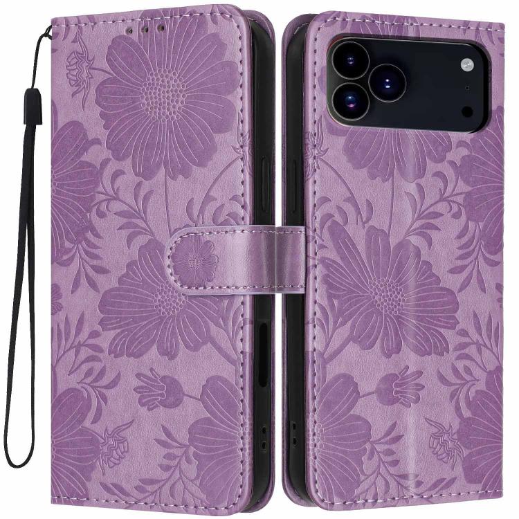 غطاء هاتف من الجلد النباتي بنقشة عباد الشمس مع حبل أسود صغير، لجهاز iPhone 16e / 17e، لجهاز iPhone 17 Pro Max، لجهاز iPhone 17 Pro، لجهاز iPhone 17، لجهاز iPhone Air، لجهاز iPhone 16 Pro Max، لجهاز iPhone 16 Pro، لجهاز iPhone 16 Plus