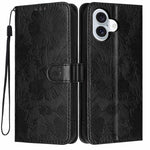غطاء هاتف من الجلد النباتي بنقشة عباد الشمس مع حبل أسود صغير، لجهاز iPhone 16e / 17e، لجهاز iPhone 17 Pro Max، لجهاز iPhone 17 Pro، لجهاز iPhone 17، لجهاز iPhone Air، لجهاز iPhone 16 Pro Max، لجهاز iPhone 16 Pro، لجهاز iPhone 16 Plus