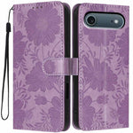 غطاء هاتف من الجلد النباتي بنقشة عباد الشمس مع حبل أسود صغير، لجهاز iPhone 16e / 17e، لجهاز iPhone 17 Pro Max، لجهاز iPhone 17 Pro، لجهاز iPhone 17، لجهاز iPhone Air، لجهاز iPhone 16 Pro Max، لجهاز iPhone 16 Pro، لجهاز iPhone 16 Plus