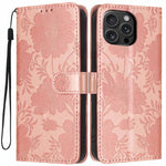 غطاء هاتف من الجلد النباتي بنقشة عباد الشمس مع حبل أسود صغير، لجهاز iPhone 16e / 17e، لجهاز iPhone 17 Pro Max، لجهاز iPhone 17 Pro، لجهاز iPhone 17، لجهاز iPhone Air، لجهاز iPhone 16 Pro Max، لجهاز iPhone 16 Pro، لجهاز iPhone 16 Plus